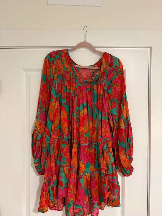 The Impeccable Pig Dresses & Skirts - Women's Floral Tiered Boho Dress in Pink & Green